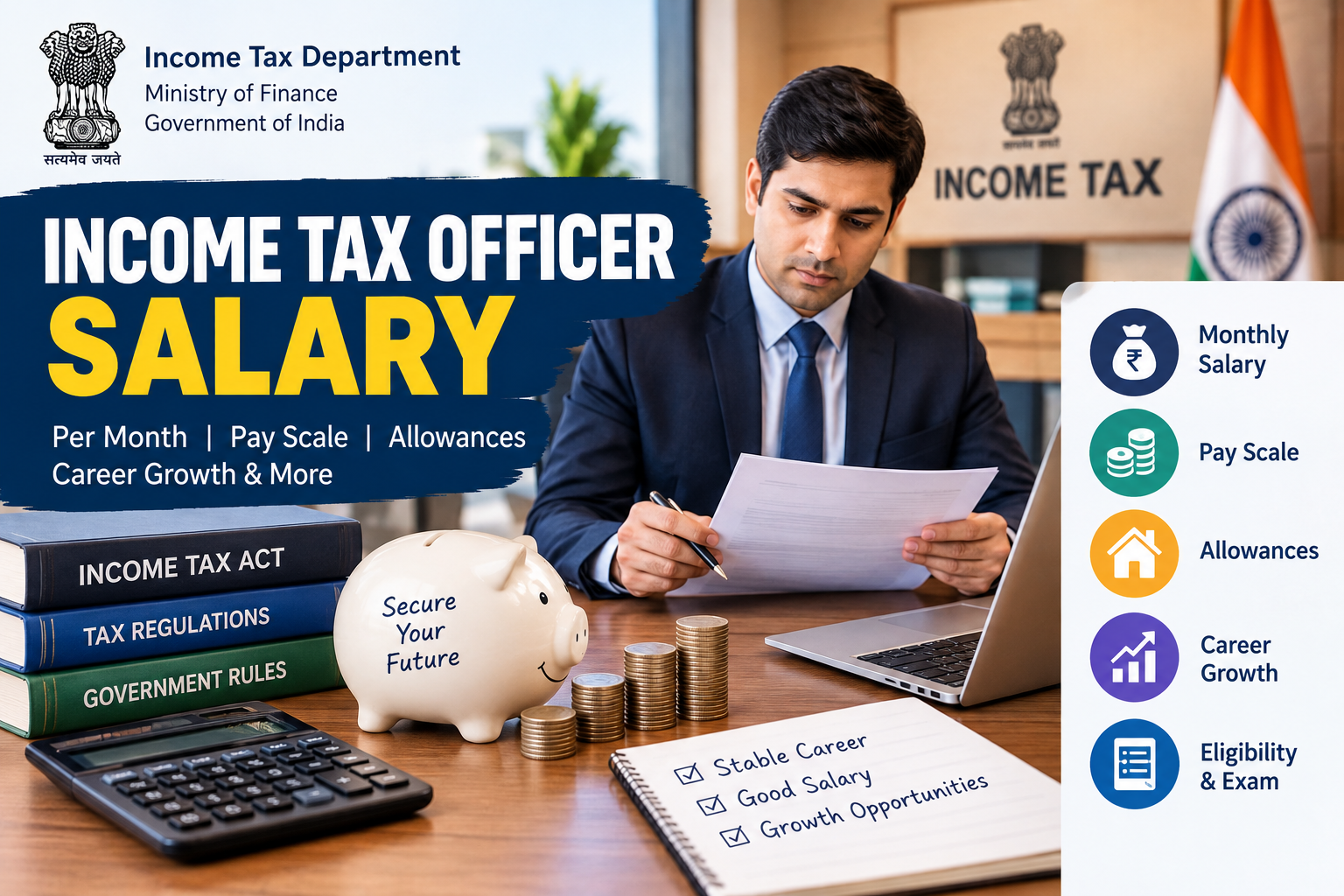 Income Tax Officer Salary in India 2026: Per Month, Pay Scale, Allowances and Career Growth